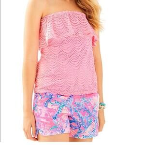 Lilly Pulitzer Wiley  Tube Top in Coral Reef Scalloped Laced Shells